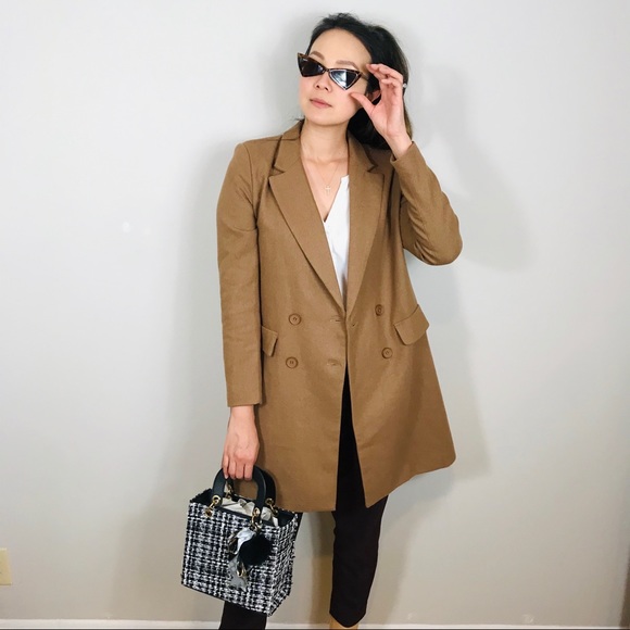 NEW BOUTIQUE Camel Tan Longline Long Blazer Coat - Picture 6 of 10